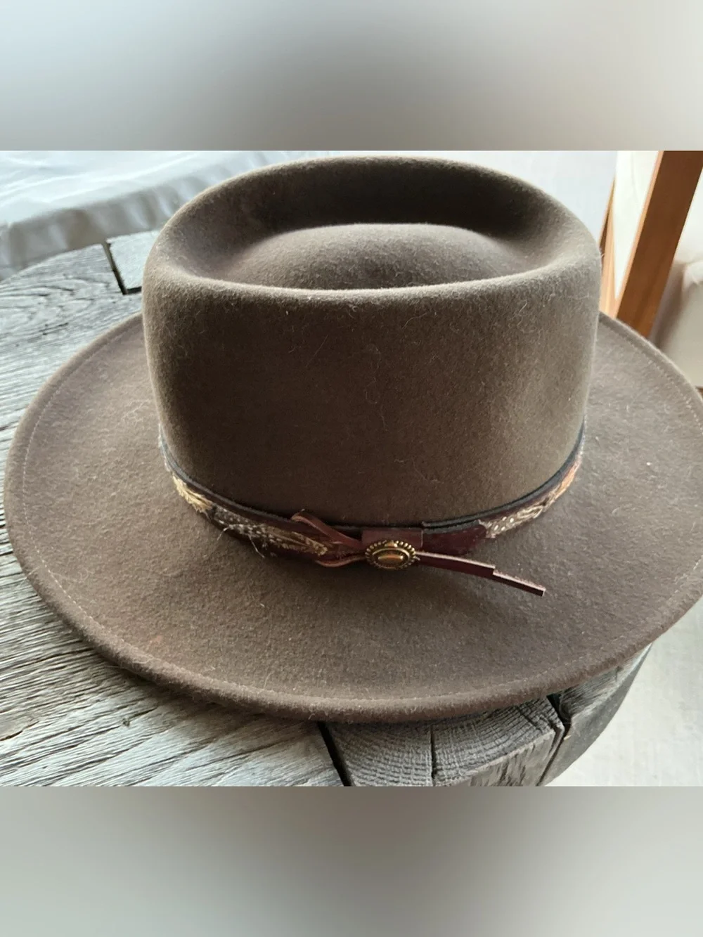 Beretta Life Felt 100% Wool Hat XL Made in USA Olive Brown Western Fedora EUC